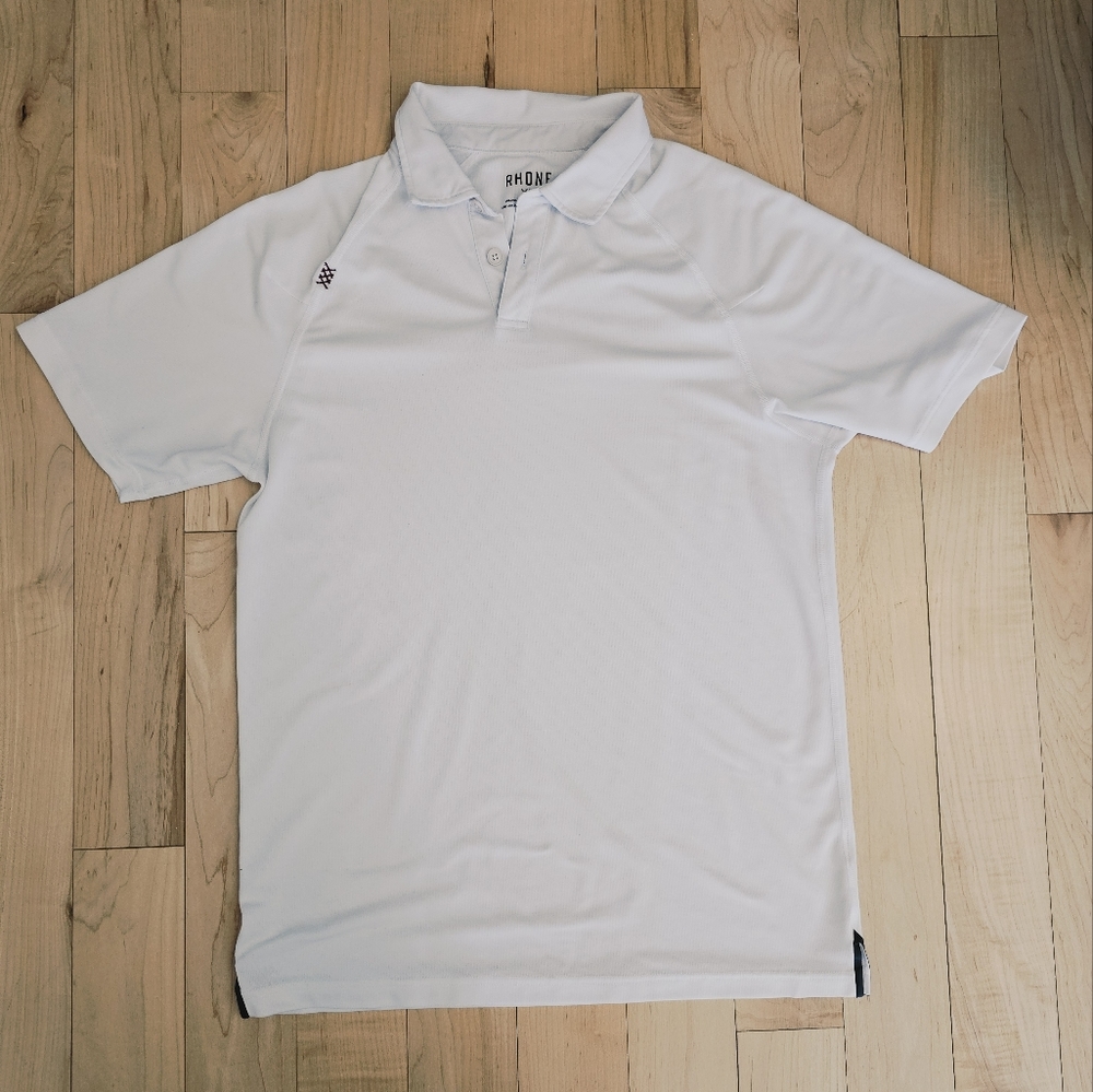 Rhone Delta Pique White Golf Performance Polo Size Small